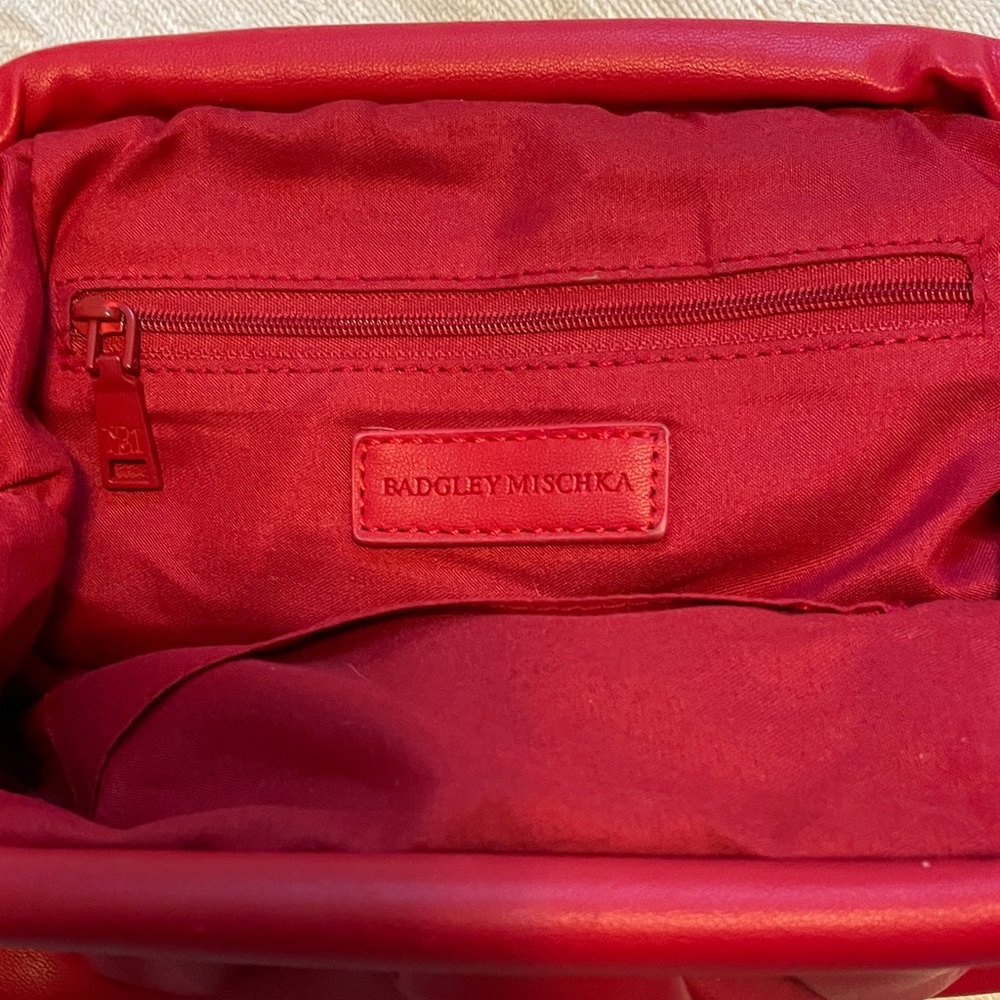 Badgley Mischka Red Faux Leather Clutch - Picture 2 of 6